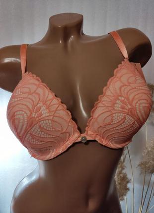 Красивий кораловий бюстгальтер пуш-ап 36dd/80е