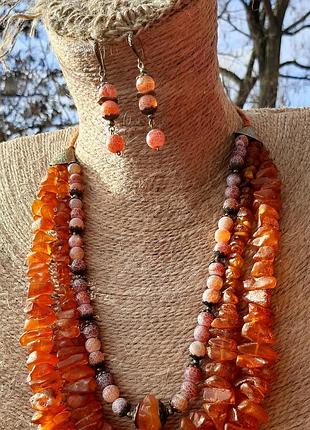 Намисто з бурштину і агата ,корілі українські
