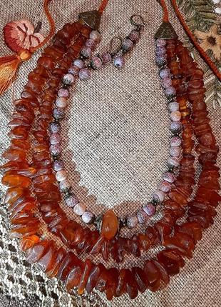 Намисто з бурштину і агата ,корілі українські
