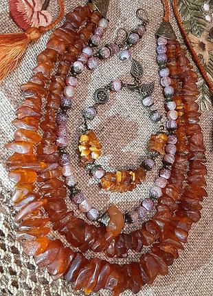 Намисто з бурштину і агата ,корілі українські