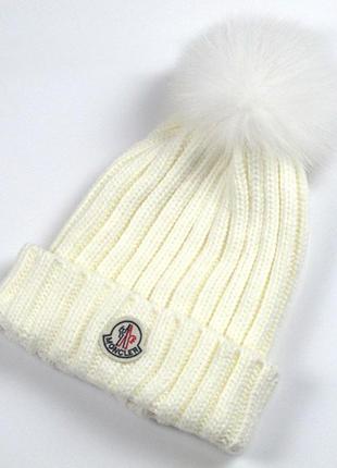 Зимова жіноча шапка moncler з помпоном6 фото