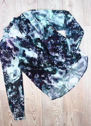 Блуза рубашка шифон как с запахом, в принт кристаллов