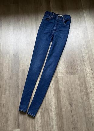 Актуальные базовые синие стрейчевые джинсы скини на высокой посадке levis mile high super skinny