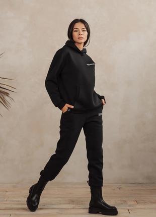 Спортивный костюм женский брюки и худи черный modna kazka mkaz5941/59401 фото