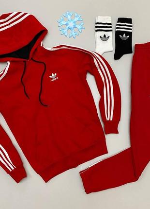 Чоловічий спортивний костюм adidas чорний з капюшоном ❖ комплект зимовий адакіс кофт і штани2 фото