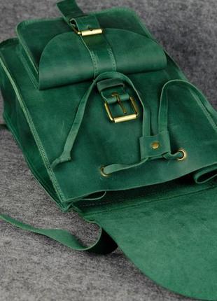 Жіночий шкіряний рюкзак флоренція, натуральна вінтажна шкіра колір зелений3 фото