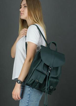 Жіночий шкіряний рюкзак джейн, натуральна шкіра grand колір зелений1 фото