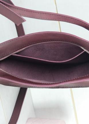 Женская кожаная сумка фуксия, натуральная кожа итальянский краст, цвет бордо6 фото