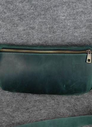 Кожаная сумка модель №56 мини, натуральная винтажная кожа, цвет зеленый