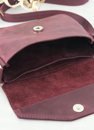 Жіноча шкіряна сумка лілу, натуральна вінтажна шкіра, колір бордо6 фото