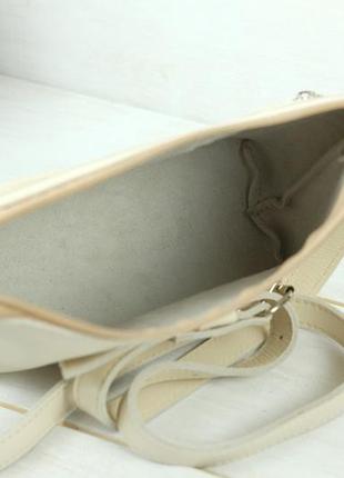 Жіноча шкіряна сумка літо, натуральна гладка шкіра, колір кремовий6 фото