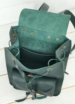 Жіночий шкіряний рюкзак флоренція, натуральна шкіра італійський краст колір зелений6 фото