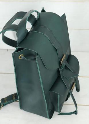 Жіночий шкіряний рюкзак флоренція, натуральна шкіра італійський краст колір зелений3 фото