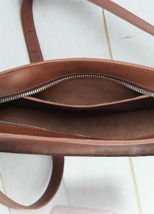 Женская кожаная сумка фуксия, натуральная кожа итальянский краст, цвет коричневий, оттенок вишня6 фото
