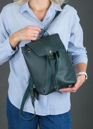 Жіночий шкіряний рюкзак прага, натуральна шкіра grand колір зелений