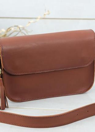 Женская кожаная сумка берти, натуральная кожа итальянский краст, цвет коричневый2 фото