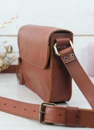 Женская кожаная сумка берти, натуральная кожа итальянский краст, цвет коричневый4 фото