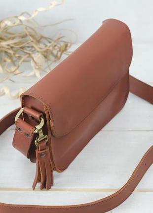 Женская кожаная сумка берти, натуральная кожа итальянский краст, цвет коричневый3 фото