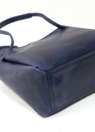 Женская кожаная сумка азия, натуральная винтажная кожа, цвет синий4 фото
