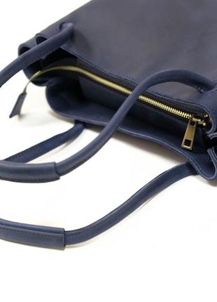 Женская кожаная сумка азия, натуральная винтажная кожа, цвет синий5 фото