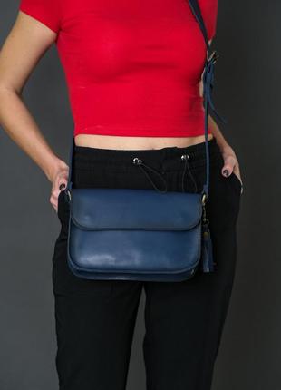 Женская кожаная сумка берти, натуральная кожа итальянский краст, цвет синий2 фото