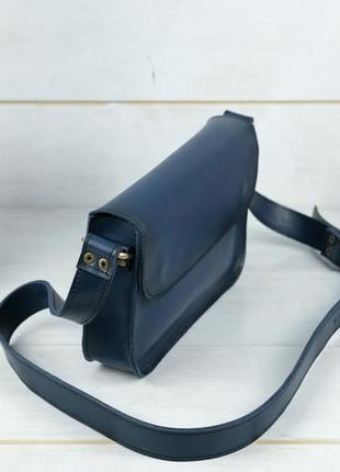 Женская кожаная сумка берти, натуральная кожа итальянский краст, цвет синий3 фото