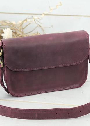 Женская кожаная сумка берти, натуральная винтажная кожа, цвет бордо2 фото