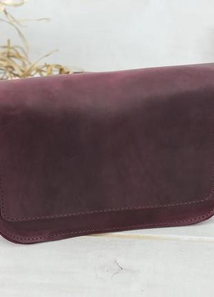 Женская кожаная сумка берти, натуральная винтажная кожа, цвет бордо4 фото