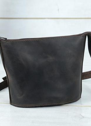 Жіноча шкіряна сумка елліс, натуральна вінтажна шкіра, колір коричневый, відтінок шоколад5 фото