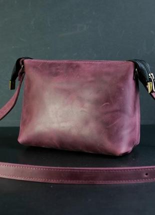 Жіноча шкіряна сумка літо, натуральна, натуральна вінтажна шкіра, колір бордо2 фото
