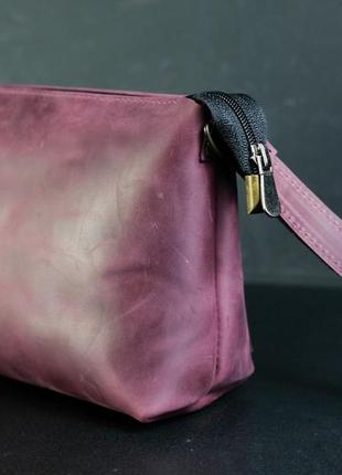 Жіноча шкіряна сумка літо, натуральна, натуральна вінтажна шкіра, колір бордо3 фото
