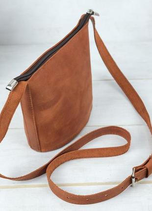 Жіноча шкіряна сумка елліс, натуральна вінтажна шкіра, колір коричневый, відтінок коньяк3 фото