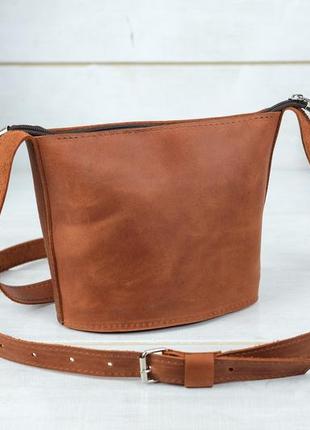 Жіноча шкіряна сумка елліс, натуральна вінтажна шкіра, колір коричневый, відтінок коньяк2 фото