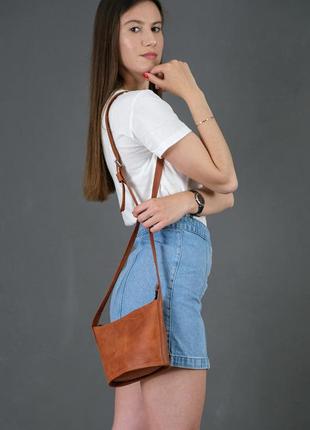 Жіноча шкіряна сумка елліс, натуральна вінтажна шкіра, колір коричневый, відтінок коньяк1 фото