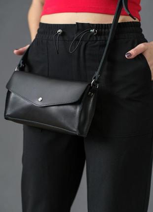 Женская кожаная сумка ромбик, натуральная кожа итальянский краст, цвет черный