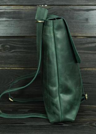 Жіночий шкіряний рюкзак трансформер, натуральна вінтажна шкіра колір зелений4 фото
