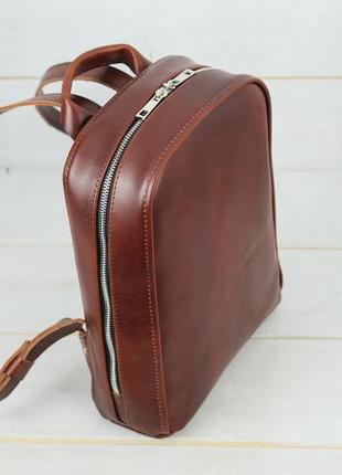 Женский кожаный рюкзак анталья, натуральная кожа итальянский краст цвет коричневий, оттенок вишня2 фото