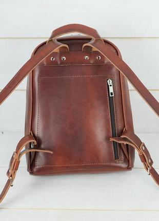 Женский кожаный рюкзак анталья, натуральная кожа итальянский краст цвет коричневий, оттенок вишня4 фото