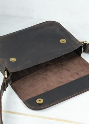 Жіноча шкіряна сумка берті, натуральна вінтажна шкіра, колір коричневый, відтінок шоколад6 фото