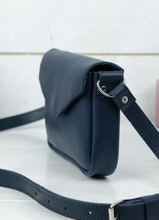 Жіноча шкіряна сумка лілу, натуральна шкіра італійський краст, колір синій4 фото