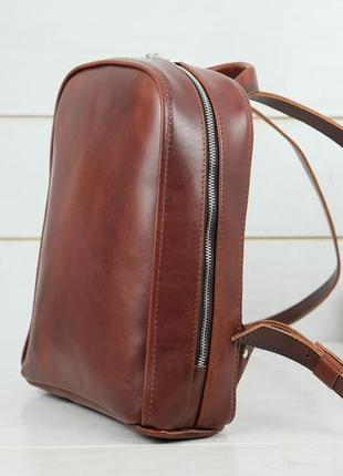 Женский кожаный рюкзак анталья, натуральная кожа итальянский краст цвет коричневий, оттенок вишня3 фото