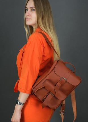 Женский кожаный рюкзак джун, натуральная кожа grand цвет коричневый, оттенок коньяк