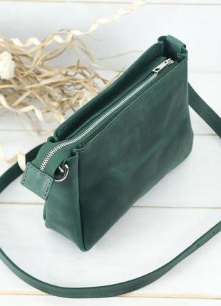 Женская кожаная сумка надежда, натуральная винтажная кожа, цвет зеленый3 фото