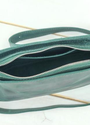 Женская кожаная сумка надежда, натуральная винтажная кожа, цвет зеленый6 фото
