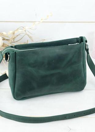 Женская кожаная сумка надежда, натуральная винтажная кожа, цвет зеленый2 фото