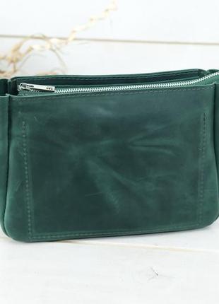 Женская кожаная сумка надежда, натуральная винтажная кожа, цвет зеленый5 фото