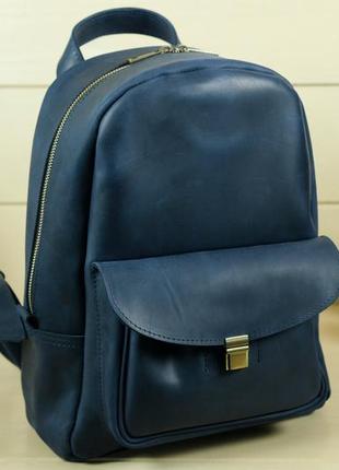 Женский кожаный рюкзак стамбул, натуральная винтажная кожа цвет синий