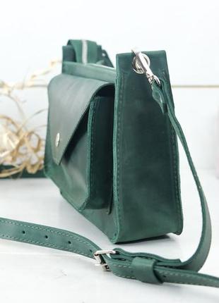 Жіноча шкіряна сумка куточок, натуральна вінтажна шкіра, колір зелений4 фото