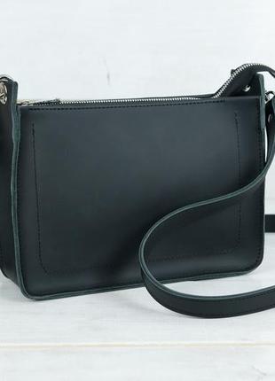 Жіноча шкіряна сумка куточок, натуральна шкіра grand, колір чорний5 фото
