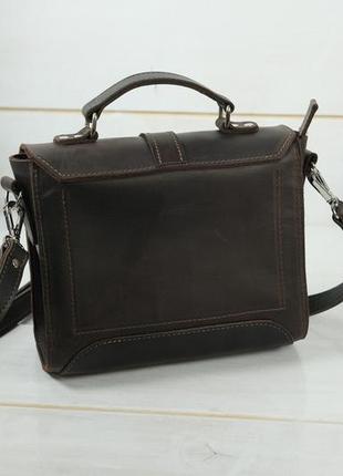 Женская кожаная сумка марта, натуральная винтажная кожа, цвет коричневый, оттенок шоколад5 фото